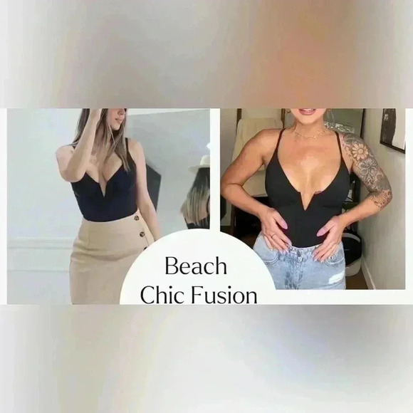 POPILUSH Shapewear Swimsuit Deep V-Neck One-Piece Low-Back - Picture 9 of 10